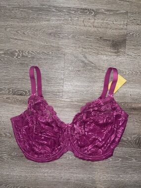 Delimira Lace Underwire Bra in Berry Plum sexy feminine lightweight 40j